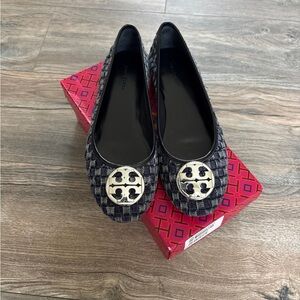 Tory Burch Chelsea Denim Ballet Flats 7.5 M Braid Velvet Jeans NEW In Box